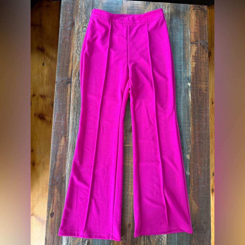 NWT Shein SXY Women's L Pink Flare Side Zip Pants | SKU‎ 0054